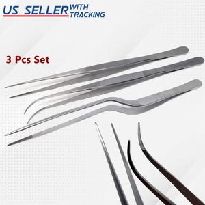 Culinary Decorating Gift Set of 3 Different Tweezers 8&quot; Precision Serrated Culinary Pinzas Stainless Steel Kitchen Bartending Tongs