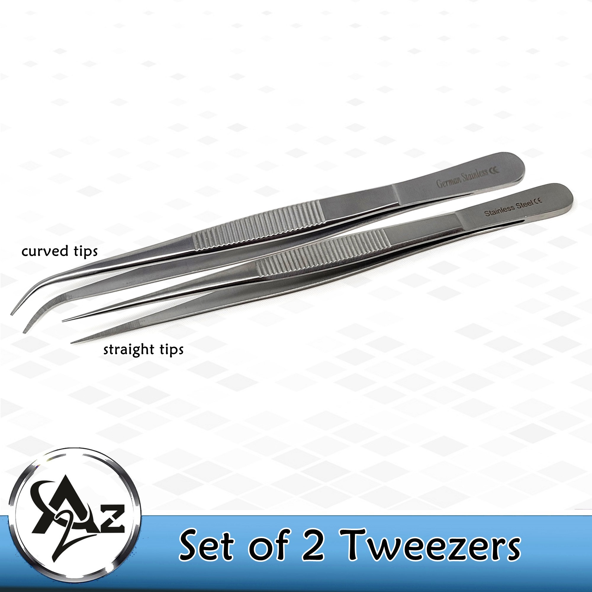 4-Piece Tweezers Set - Professional Stainless Steel Self Locking Hobby  Tweezers for Craft/Jewellery/Stamps/Model Making/Electronics,Stone Picking  Tool