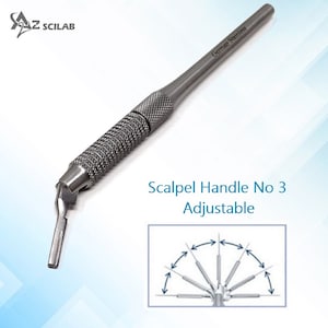 Adjustable No.3 Round Pattern Hobby Knife Scalpel Handle 7 Degrees Adjustment Angled Instrument for DIY Projects, Stainless Steel