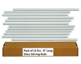 Produktbild von 12er-Set Glasrührstäbchen, 20 Cm, 6 Mm Ø, Hitzebeständig, Mit 5 Pipetten – Für Labor, Küche, Chemie & Mehr