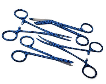 Vet Tech Veterinary Technician Nurse Paw Paper Coated Bandage Scissors+Hemostat Forceps+Suture Stitch Gift Set Under 25 Dollars, Pet Health
