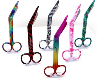 Nurse Appreciation Set of 6 Assorted Pattern Bandage Scissors 5.5" Stainless Steel, Premium Quality