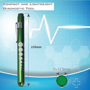 Green Pen Light with Pupil Gauge LED Bulb for Nurses and Doctors