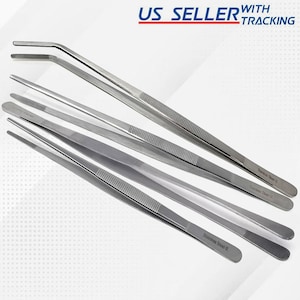 12&quot; Straight Blunt Tweezers with Serrated Tips Tweezers with Precision Serrated Tips for Fish Tank Care & Reptile Feeder