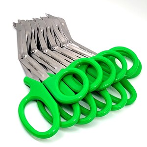 Trauma Shears Safety Scissors 7.25&quot; Stainless Steel Blades, Rope Bondage Scissors, Pack of 6, Green Handle