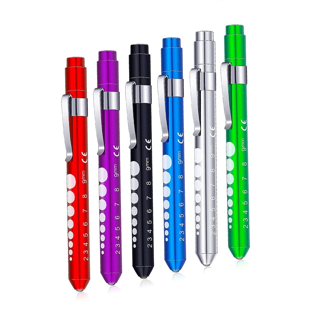 Reusable Aluminum Pocket Pen Light With Pupil Gauge LED Bulb for Nurses Badge Clips Gift Idea