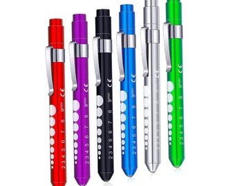 Reusable Aluminum Pocket Pen Light with Pupil Gauge LED Bulb for Nurses Badge Clips | Gift Idea for Veterinary Student Interns