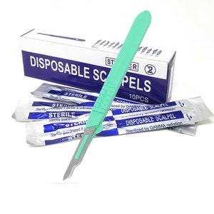 Disposable Scalpels #15 Carbon Steel Blades Box of 10 for Crafting, Bookbinding, Doll House Miniature Handy Work, and Lab Use
