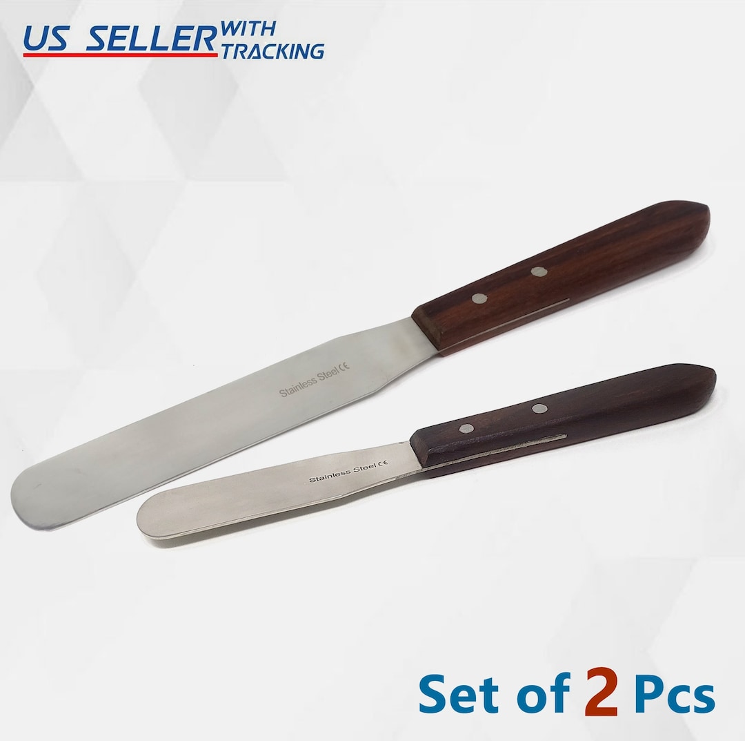 Icing Cake Frosting Knife Spatulas Wood Handle Stainless Steel Polished