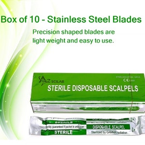 Scrapbooking Crafts Carving Hobby Knife - Box of 10 Disposable Plastic Handle Stainless Steel Sterile Scalpels #12
