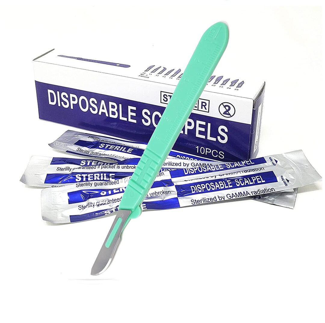 10 / Pack of Disposable Scalpels 10 for Crafting, Dermaplaning, Designing Signs, and Miniature