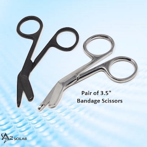 Nursing Graduation Gift Pack of Full Black + Chrome Bandage Scissors 3.5&quot; Stainless Steel, Premium Quality