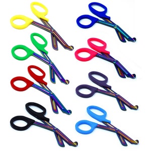 Gift Set of 8 Assorted Color Handles with Multi-Color Blades 7.5&quot; Trauma Shears For ER Nurses, Paramedics & Firefighters, Stainless Steel