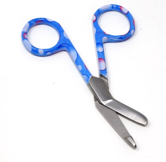 Mini Nurses Bandage Scissors with Belt Clip with PATTERNED BLADES - Free UK  P&P