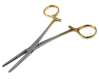 Hemostat Forceps - Wonderful Tool for Holding Small Parts and Assemblies Stainless Steel Locking Clamps with Gold Locking Handles - 5.5" STR