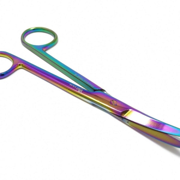 Multi Purpose Scissors 6.75" Long with Curved Blades, Cuts Rope, Plastic, Cardboard, Multicolor, Stainless Steel Dissecting Shears, Mayo
