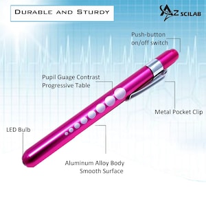 Pink Pen Light with Pupil Gauge LED Bulb for Nurses and Doctors