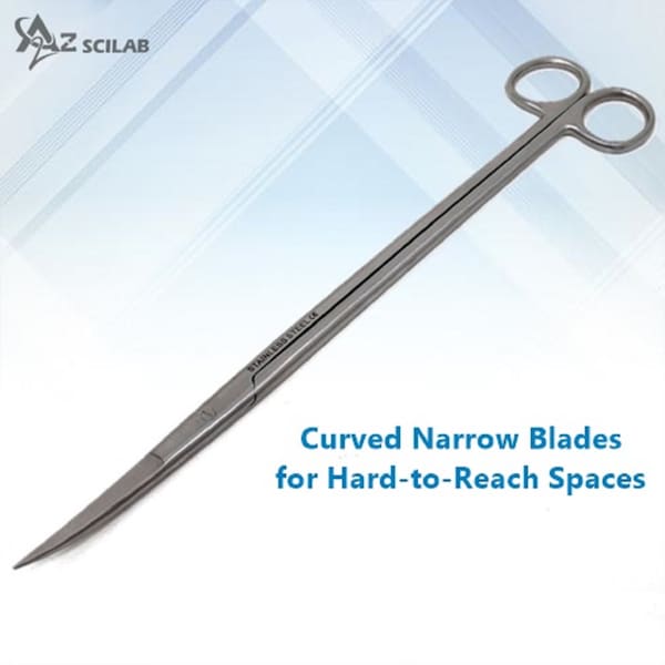 12" Aquascaping Scissors for Aquarium Planting/Trimming/Cleaning with Curved Narrow Blades for Hard-to-Reach Spaces, Stainless Steel