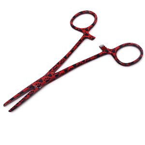 Hemostat Forceps 5.5&quot; Straight Serrated Jaws With Multi Locking Mechanism, Pet Paws Pattern