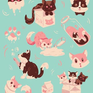 Milk Carton Cats Sticker Sheet