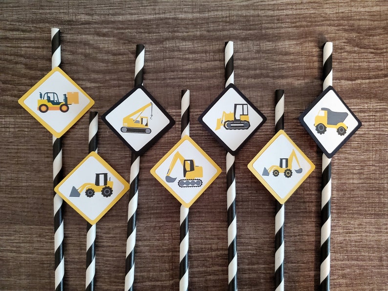 Construction Truck Birthday decorations Construction Truck Straws Truck Straws Truck Birthday decorations