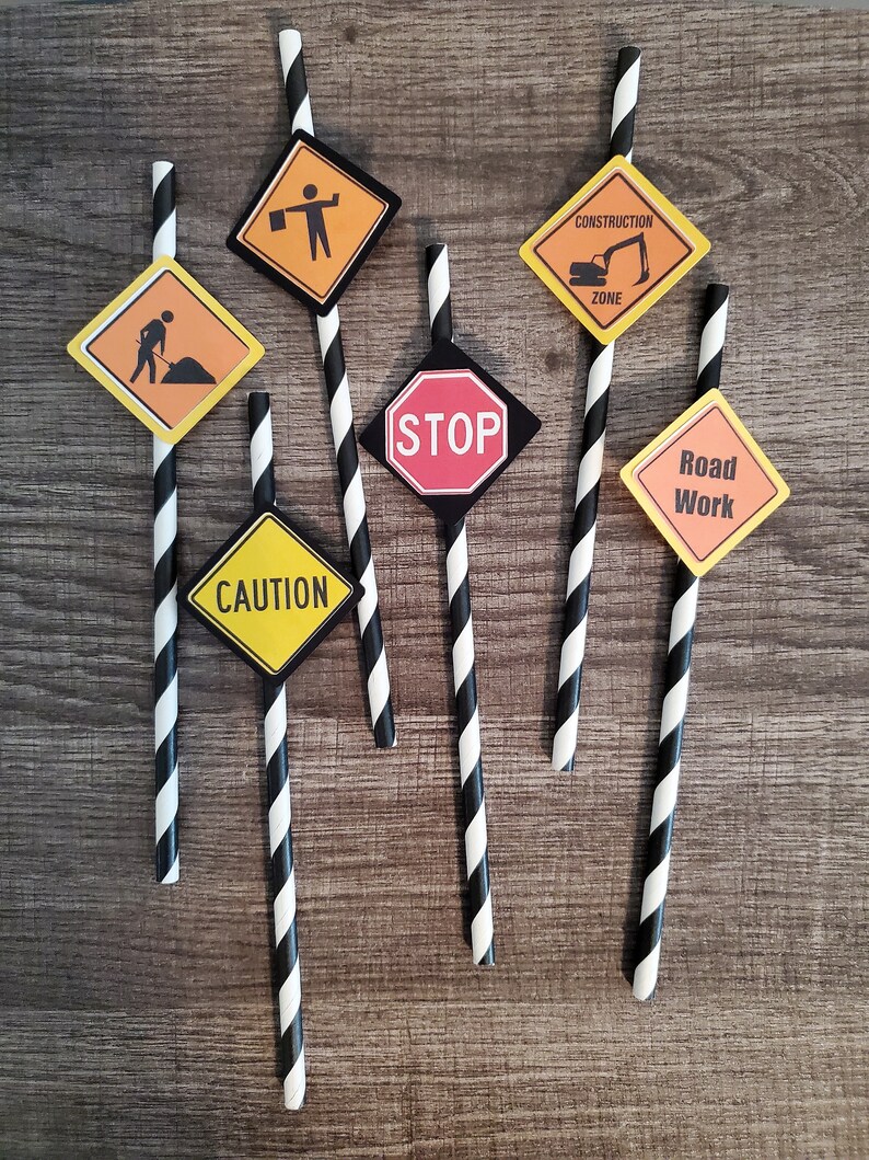 Construction Truck Birthday decorations Construction Truck Straws Truck Straws Truck Birthday decorations
