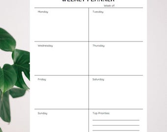 Weekly Planner Printable PDF, Weekly Planner Editable, Weekly Organizer, Weekly Schedule, Week at a Glance