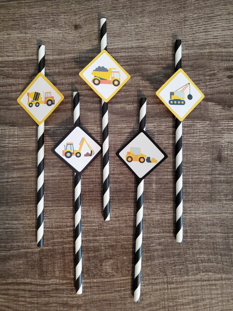 Construction Truck Birthday decorations Construction Truck Straws Truck Straws Truck Birthday decorations