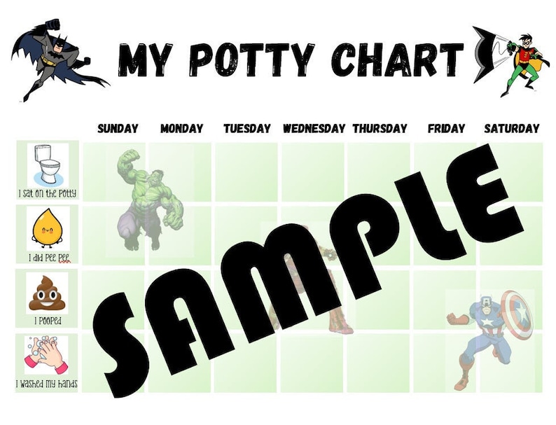 Super Hero Potty Chart Potty Training Chart Batman Potty Etsy Israel