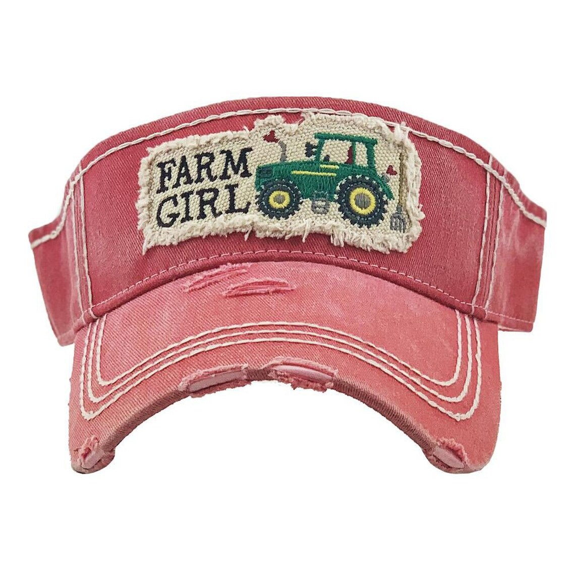 Cute Farm Girl Distressed Visor Hat Etsy