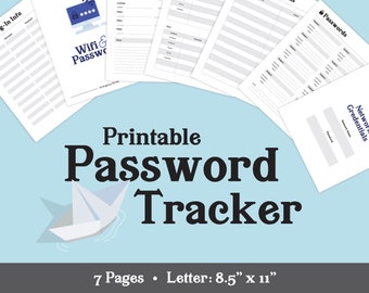 Password Tracker Printable, Password Log, Password Keeper Printable Planner Inserts, Password Organizer, Password PDF
