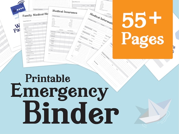 Emergency Binder Printable, In Case Of Emergency Printable, Medical Binder, Emergency Planner, Family Printable, Emergency Organizer