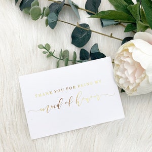Danke, dass ich meine Ehrendame / Goldfolie gepresste Karte / ich kann nicht sagen, ich tue ohne Sie / Brautjungfer Geschenkideen / Brautjungfer Dankeschön-Karte