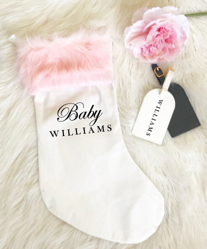 Handmade Faux Fur Pink Unicorn Stocking-Monogram Available