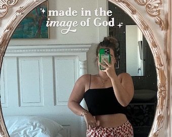 Vinilo decorativo para espejo con versículo bíblico - Hechos a imagen de Dios - Adhesivo con versículo bíblico cristiano - Ideas de regalos cristianos - Basado en la fe