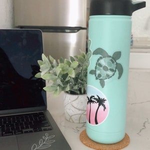 Clear Waterproof Sea Turtle sticker Aesthetic Turtle Doodle Waterproof Hydroflask Sticker Cute, Tropical Turtle Sticker Ocean Sticker image 3