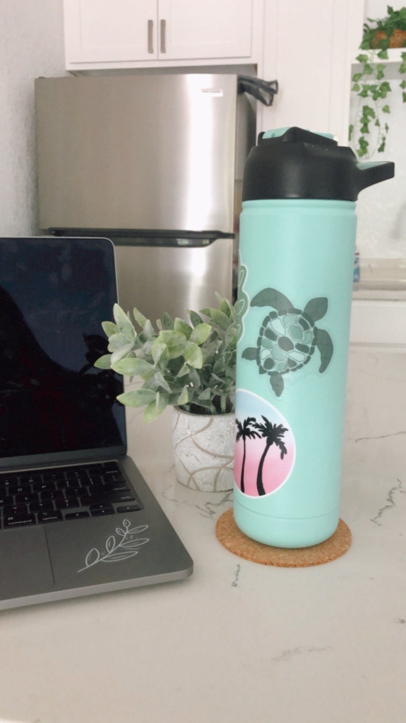 Clear Waterproof Sea Turtle sticker Aesthetic Turtle Doodle Waterproof Hydroflask Sticker Cute, Tropical Turtle Sticker Ocean Sticker image 3