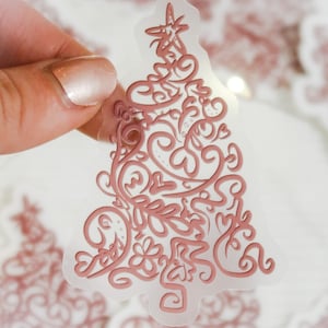 Christmas Tree Doodle Clear Sticker - Pegatina de matraz hidro - Calcomanía de pegatina para computadora portátil - Pegatina de botella de agua - el regalo perfecto para ella