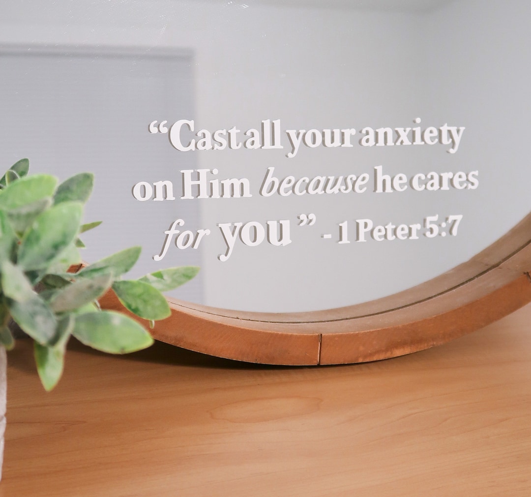 Bible Verse Mirror Decal 1 Peter 57 Bible Verse on Anxiety Christian