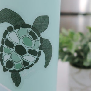 Clear Waterproof Sea Turtle sticker Aesthetic Turtle Doodle Waterproof Hydroflask Sticker Cute, Tropical Turtle Sticker Ocean Sticker image 4