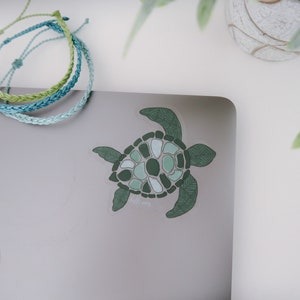 Clear Waterproof Sea Turtle sticker Aesthetic Turtle Doodle Waterproof Hydroflask Sticker Cute, Tropical Turtle Sticker Ocean Sticker image 5