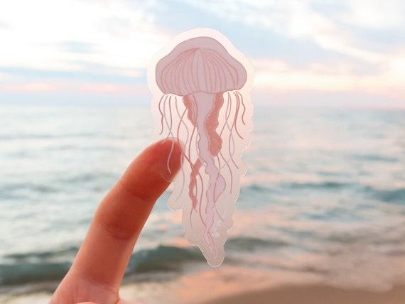 Clear Waterproof Jellyfish sticker - Aesthetic Jellyfish Doodle Waterproof Hydroflask Sticker - Cute, Tropical Sticker - Ocean Sticker