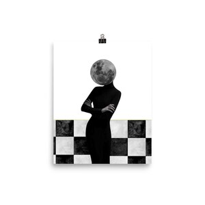 Moon Art Print | Surreal Collage Art | 8x10 | Matte Finish | Chic Wall Art