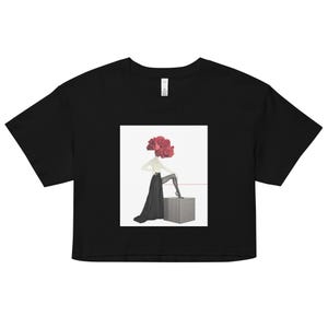 Flower Lady Cropped T-Shirt | Black Crop Top | Cotton Crop Top