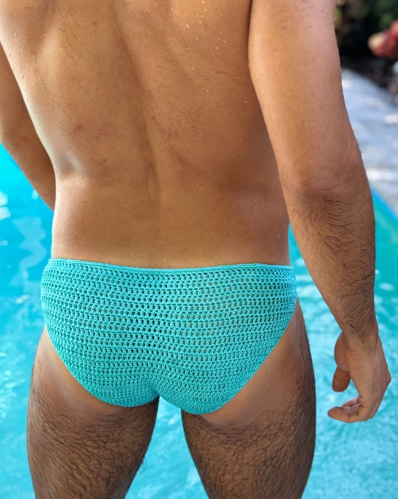 Mens swimwear bikini briefs, handmade crochet mens swim trunks image 7