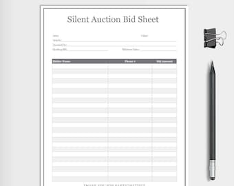 Editable Silent Auction Bid Sheet Silent Auction Template - Etsy