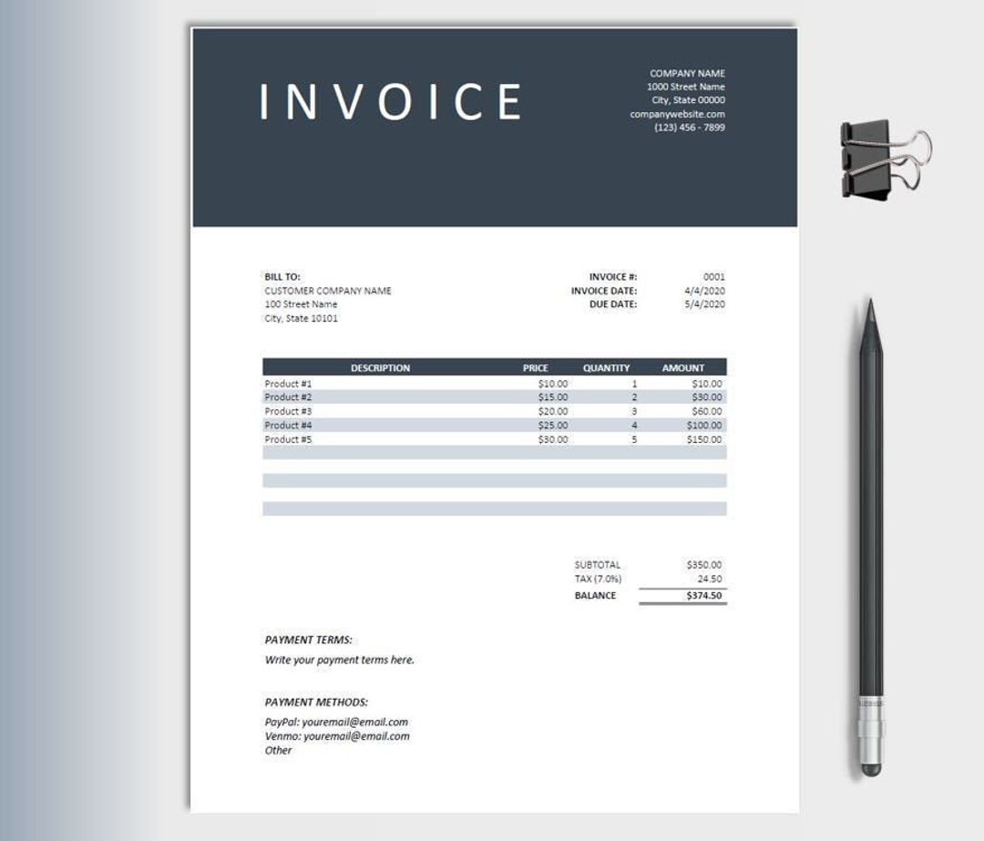 Business Invoice Template: Simple, Clean Excel Spreadsheet (download ...