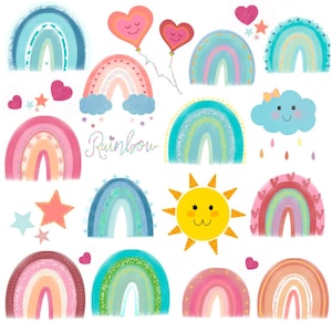 Rainbow Sun Clipart: Summer & Spring Graphics (PNG Digital Download)