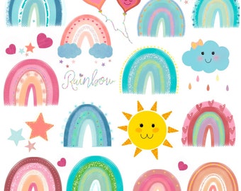 Rainbow Sun Clipart: Summer & Spring Graphics (PNG Digital Download)