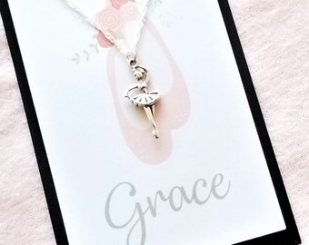 Personalized Ballet Recital Gift, Ballerina Necklace, Dance Recital Gift, Dance Necklace, Ballerina Jewelry, Girls Necklace, Silver Necklace